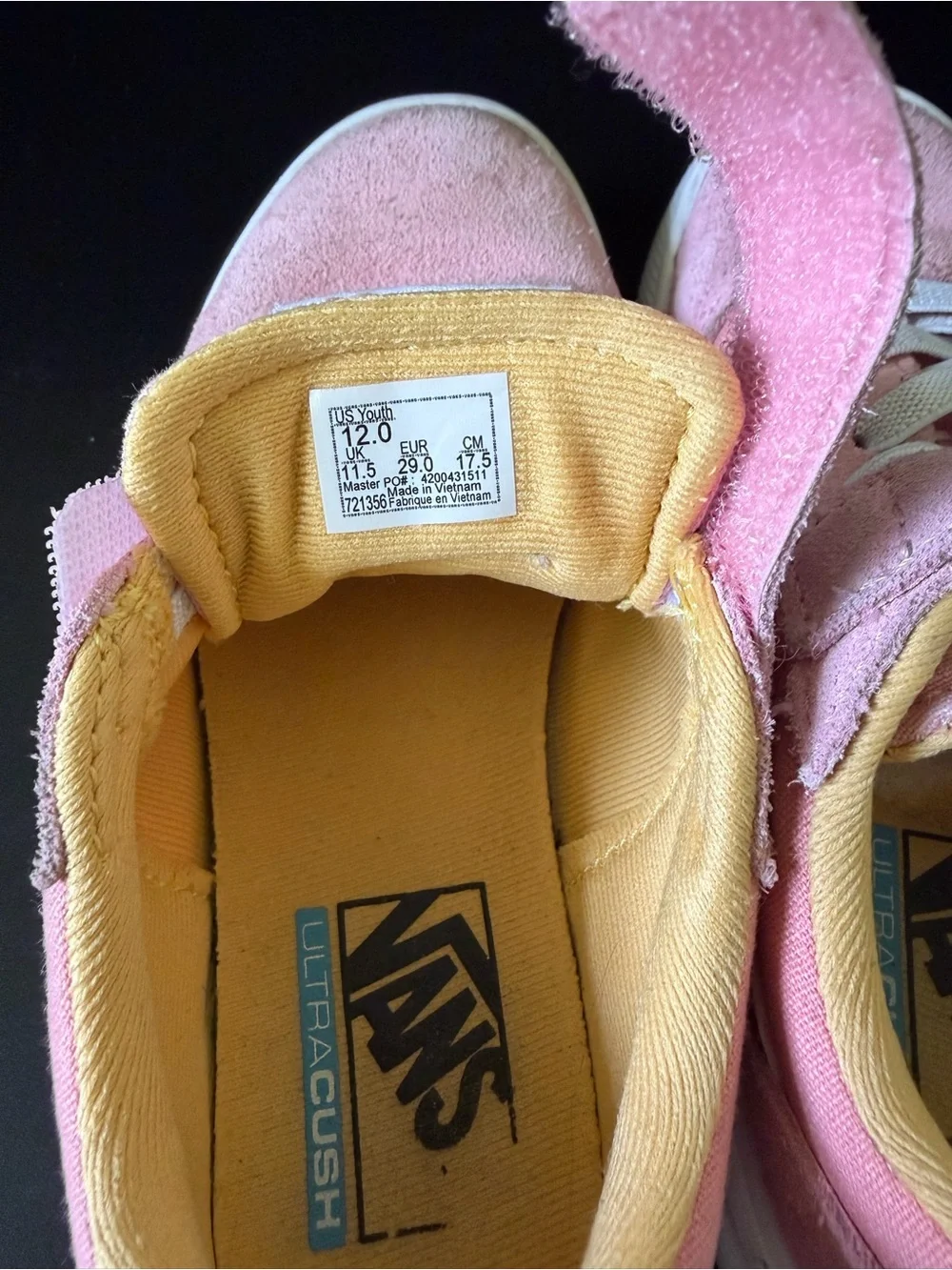 Vans UltraRange Kids Pink, White and Yellow Velcro Sneakers
